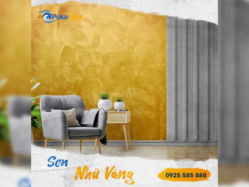 Thi công sơn nhũ vàng Pukacolor